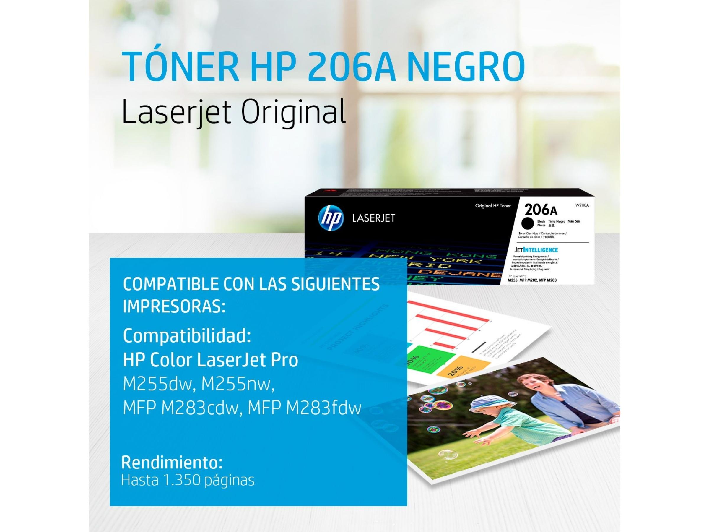TONER HP 206A NEGRO (W2110A) LASERJET  M255/M283 1350 PAG.
